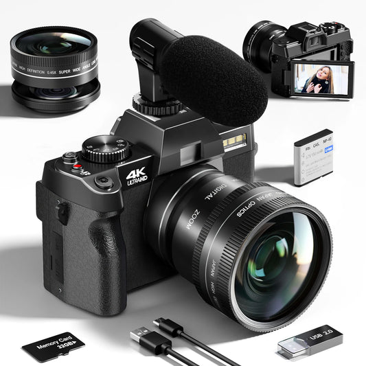 Compact Digital Photography Camera 4K WIFI Web Cam Vintage Vlog Video Recorder Youtube 48MP Camcorder 16X Digital Zoom Camera